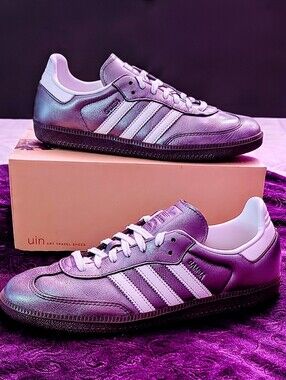 ••ADIDAS•• LIKE NEW (Adidas Samba OG) "Metallic Purple Gum". . .